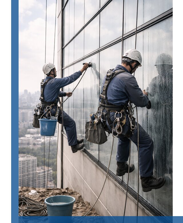 Профессиональная мойка фасадных окон альпинистами в Элисте