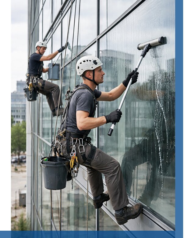 Мойка витражей альпинистами в Элисте от 725 р. под ключ|ВЫСОТНИК-Элс