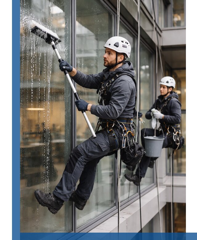 Профессиональная мойка витражей промышленными альпинистами в Элисте