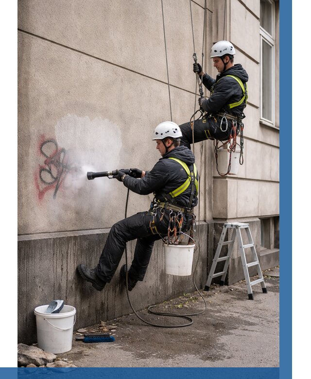 Удаление граффити с фасада в Элисте от 4660 р. | ВЫСОТНИК-Элс