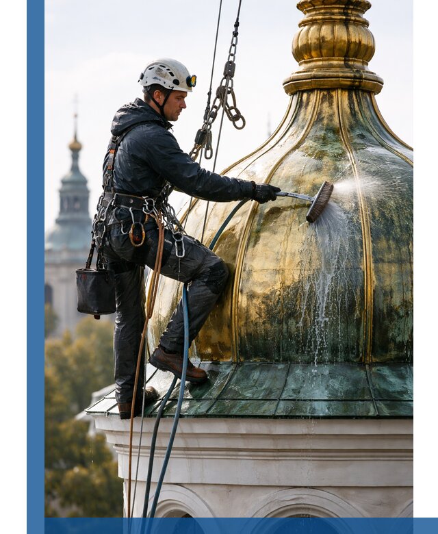 Профессиональная мойка куполов и шпилей высотными альпинистами в Элисте