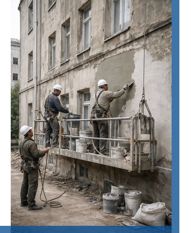 Капитальный ремонт фасада в Элисте от 4350 р. | ВЫСОТНИК-Элс