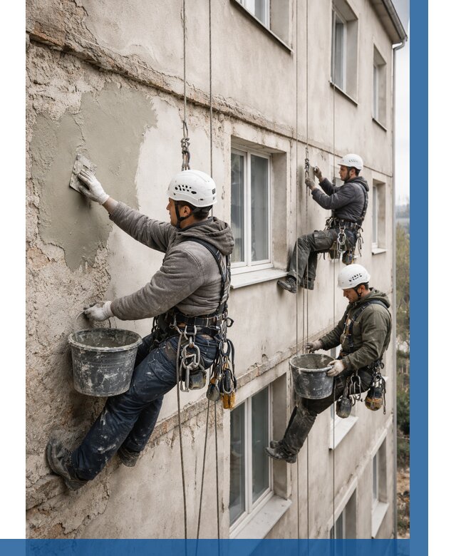 Ремонт штукатурного фасада в Элисте от 777 р. под ключ | ВЫСОТНИК-Элс