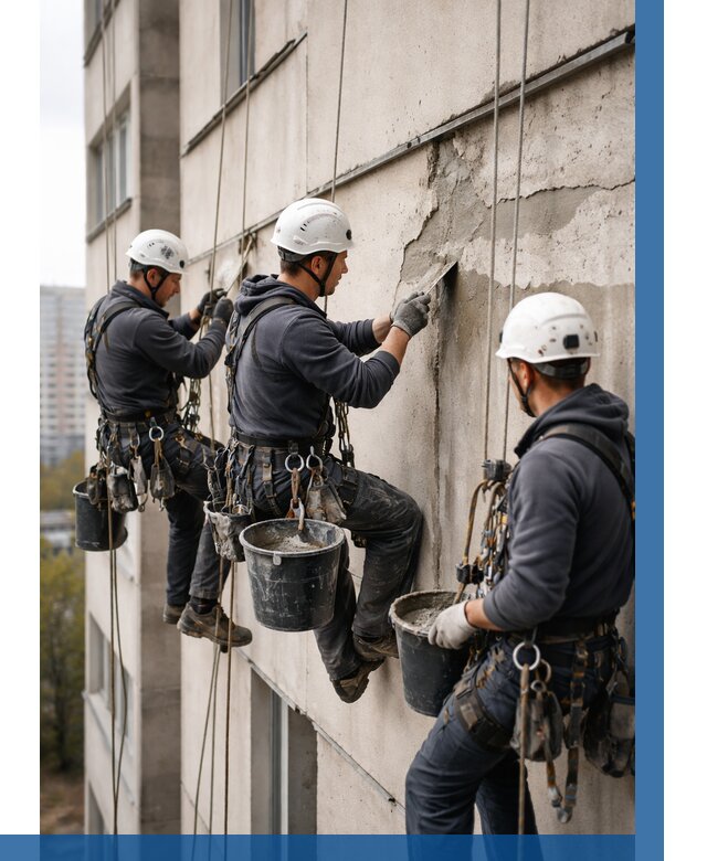 Ремонт бетонных элементов фасада в Элисте от 2589 р. | ВЫСОТНИК-Элс