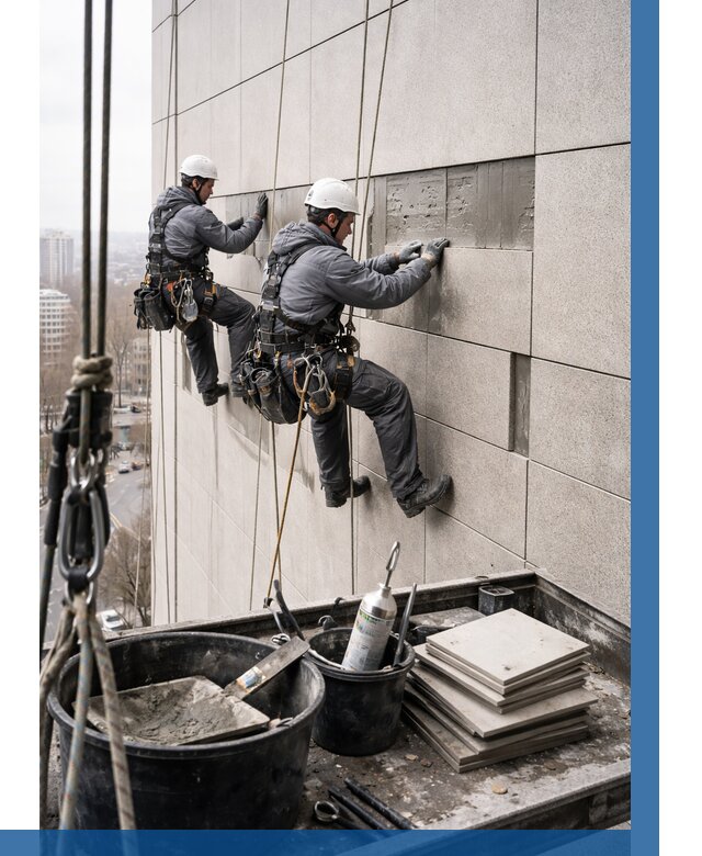 Ремонт фасада из керамогранита в Элисте от 2589 р. | ВЫСОТНИК-Элс