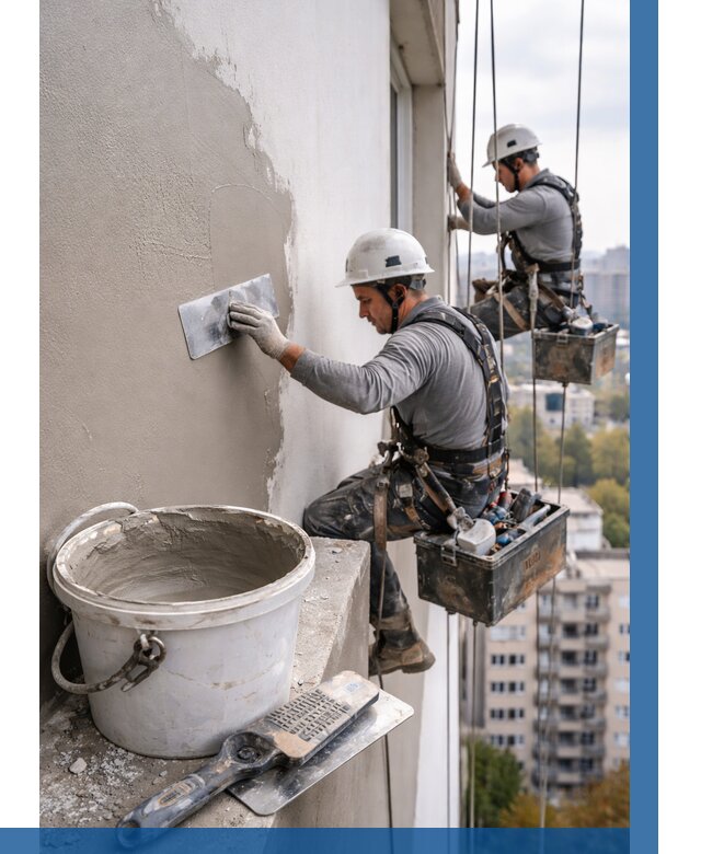 Шпаклевка фасада на высоте в Элисте от 725 р. | ВЫСОТНИК-Элс