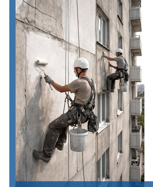 Покраска бетонного фасада в Элисте для жилых и промышленных объектов