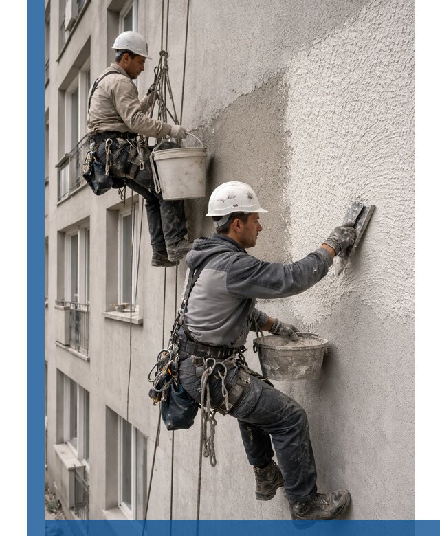 Нанесение декоративной штукатурки короед на фасад в Элисте