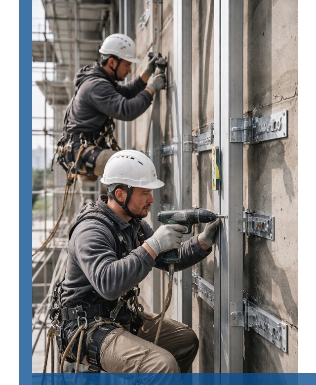 Монтаж и крепление подсистемы вентфасада в Элисте