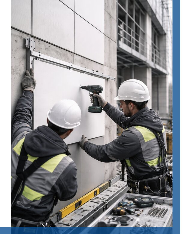 Монтаж композитных панелей фасада в Элисте от 2589 р. | ВЫСОТНИК-Элс