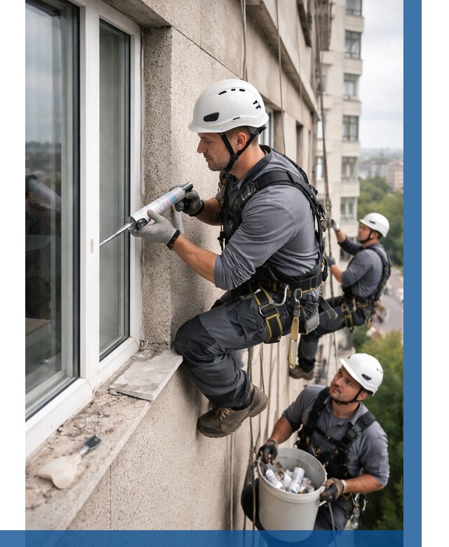 Герметизация оконных швов снаружи в Элисте от 1553 р. | ВЫСОТНИК-Элс