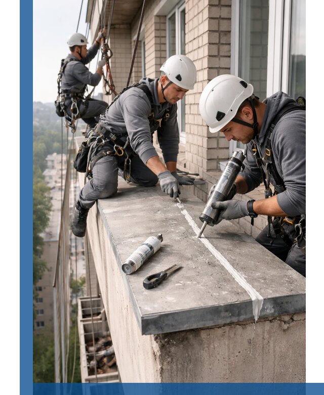 Герметизация балконного козырька в Элисте профессионально