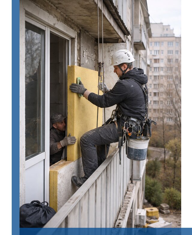 Профессиональное утепление балкона снаружи в Элисте под ключ