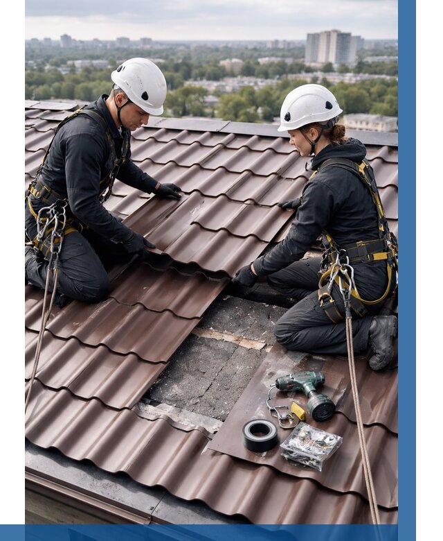 Ремонт металлочерепицы на крыше в Элисте от 932 р. | ВЫСОТНИК-Элс