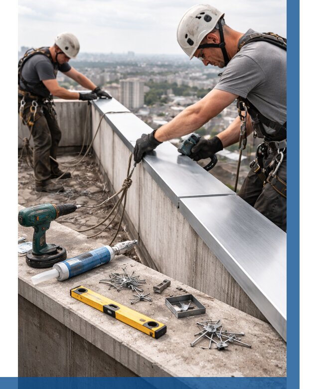 Монтаж парапетных крышек в Элисте от 828 р. | ВЫСОТНИК-Элс