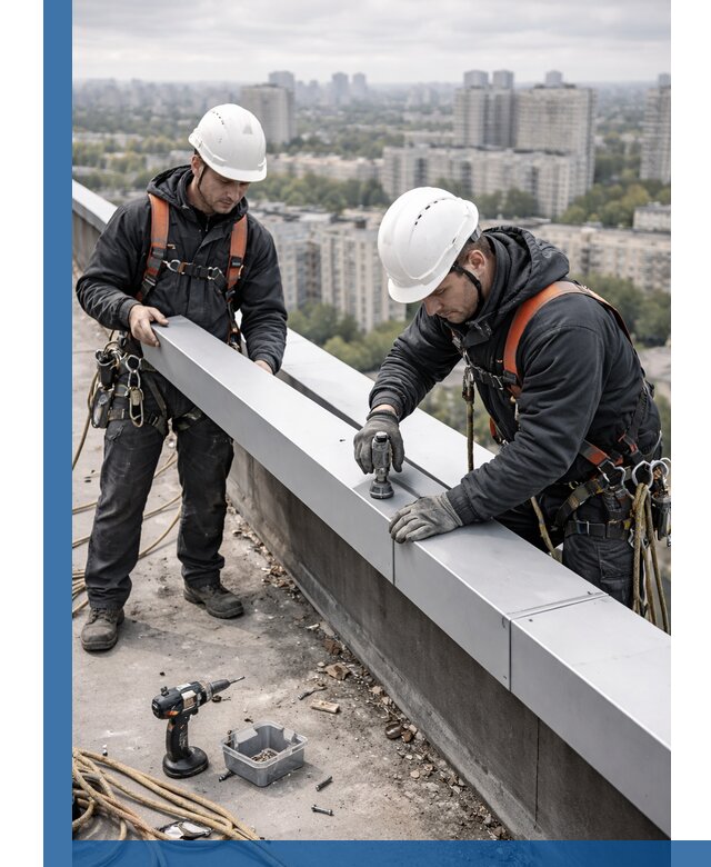 Монтаж парапетных крышек и ограждений кровли в Элисте