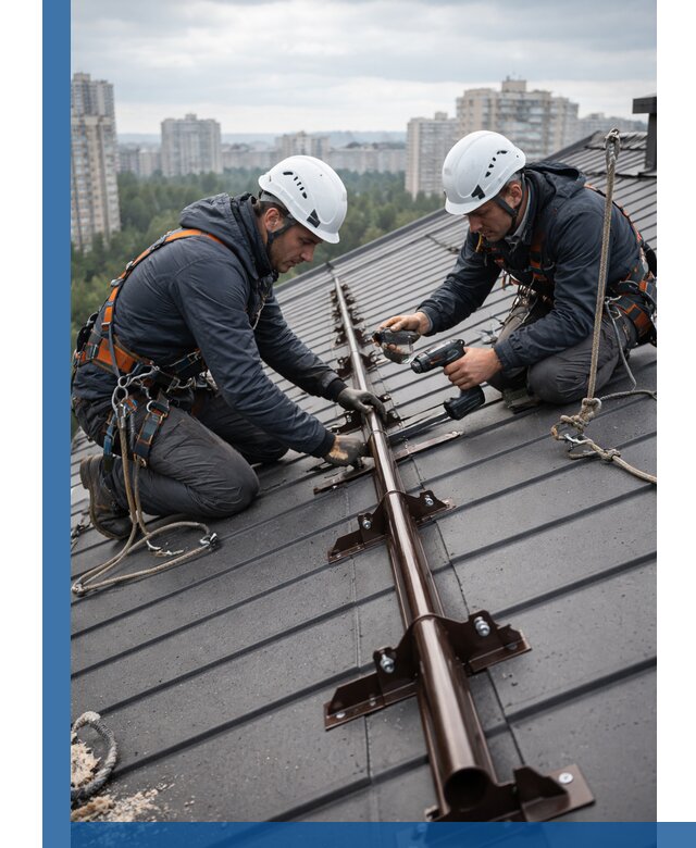 Монтаж снегозадержателей на кровле зданий в Элисте под ключ