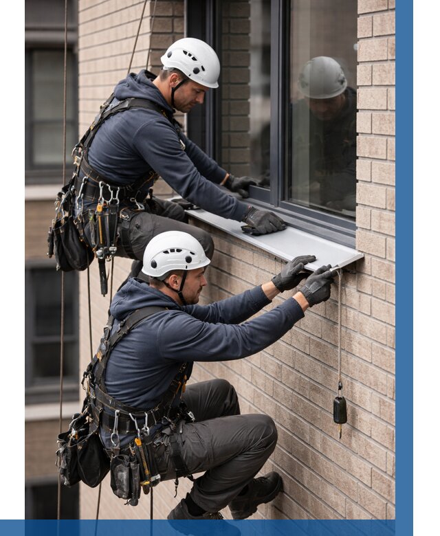 Монтаж оконных отливов под ключ в Элисте от 3625 р. | ВЫСОТНИК-Элс