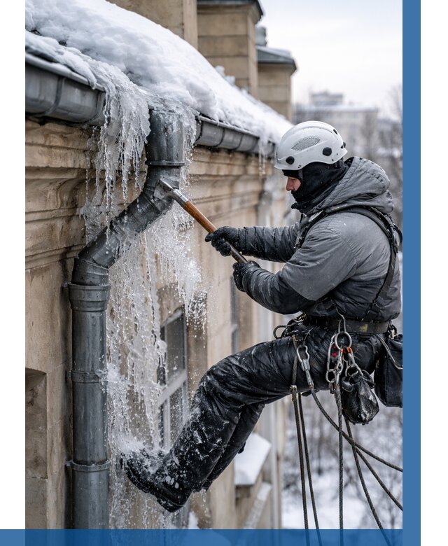 Очистка водостоков от льда в Элисте от 3625 р. | ВЫСОТНИК-Элс