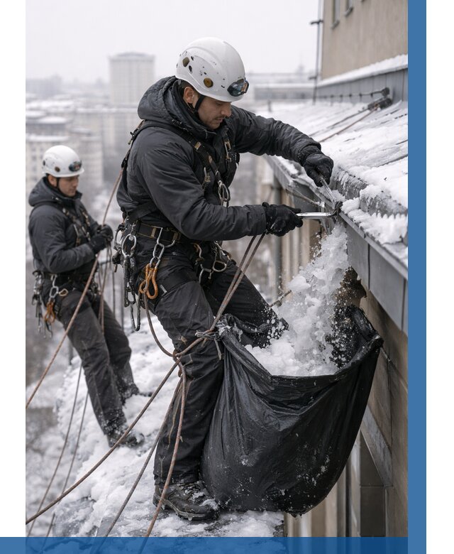 Аварийная очистка крыши в Элисте под ключ от 311 р. | ВЫСОТНИК-Элс