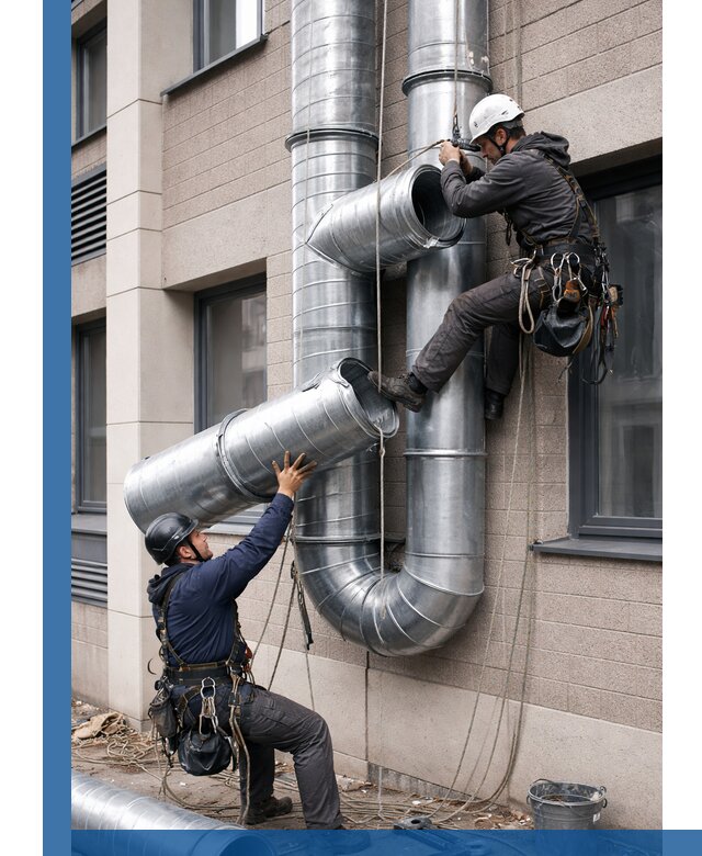 Монтаж фасадных воздуховодов в Элисте с герметизацией и крепежом