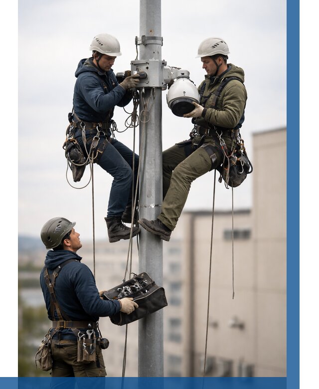 Установка видеокамер на мачте в Элисте от 8803 р. | ВЫСОТНИК-Элс