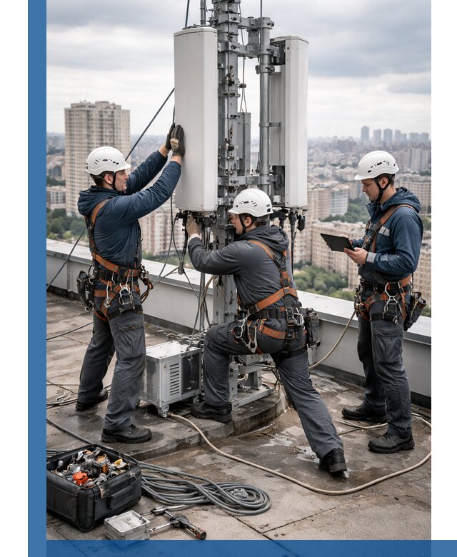 Монтаж антенн связи на крыше в Элисте с вводом в эксплуатацию