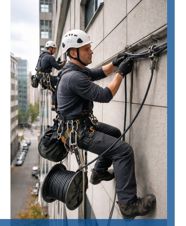 Прокладка кабеля по фасаду в Элисте от 362 р. | ВЫСОТНИК-Элс