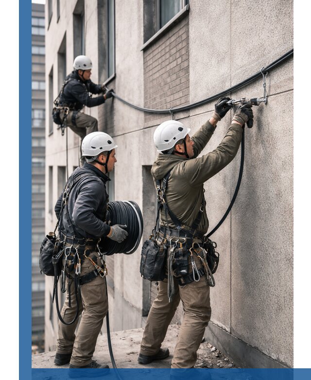 Прокладка кабеля по фасаду в Элисте, профессиональный монтаж