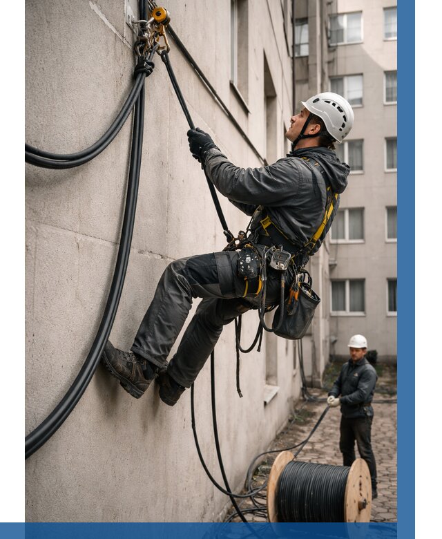 Протяжка кабеля питания на высоте в Элисте от 466 р. | ВЫСОТНИК-Элс