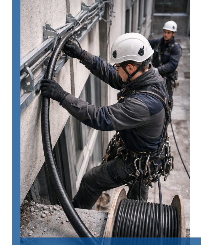 Протяжка кабеля питания на высоте в Элисте с гарантией безопасности и качества