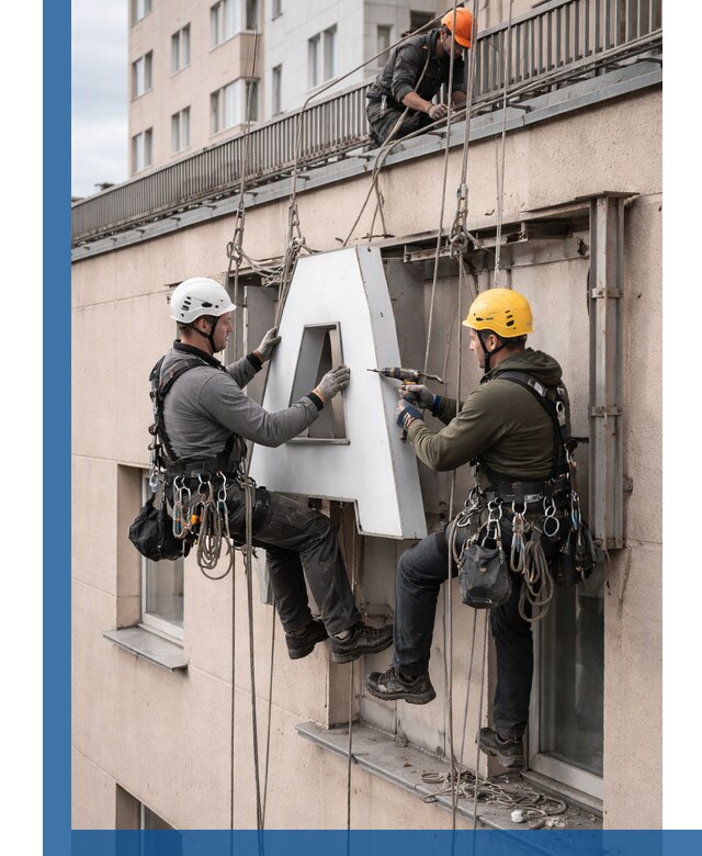 Ремонт и восстановление наружных вывесок на высоте в Элисте