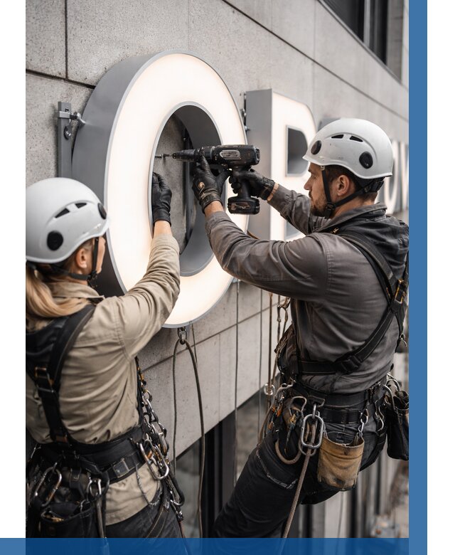 Монтаж световых букв в Элисте от 3107 р. под ключ ВЫСОТНИК-Элс