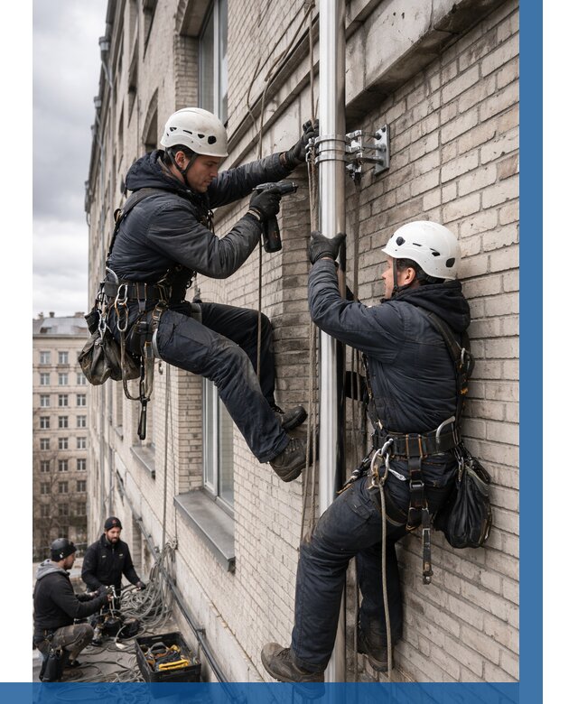 Монтаж флагштока на здании в Элисте от 6731 р. | ВЫСОТНИК-Элс