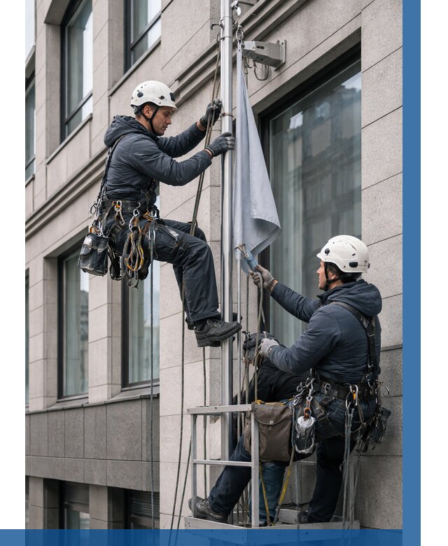 Установка флагов на фасаде в Элисте от 4660 р. | ВЫСОТНИК-Элс