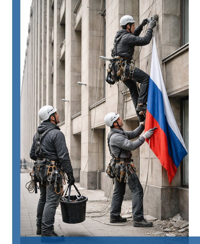 Профессиональная установка флагов на фасаде в Элисте