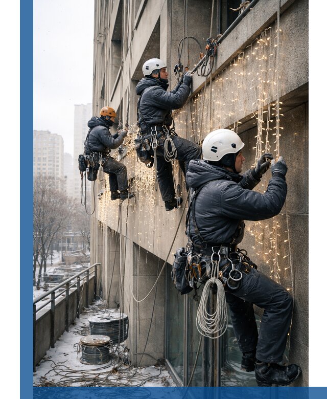 Монтаж новогодней иллюминации и украшение фасадов в Элисте