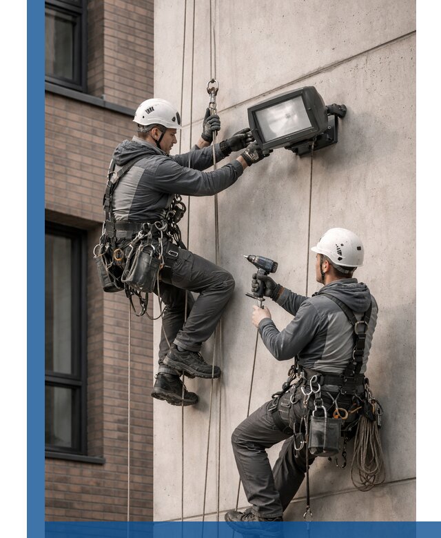 Профессиональный монтаж фасадных прожекторов в Элисте под ключ