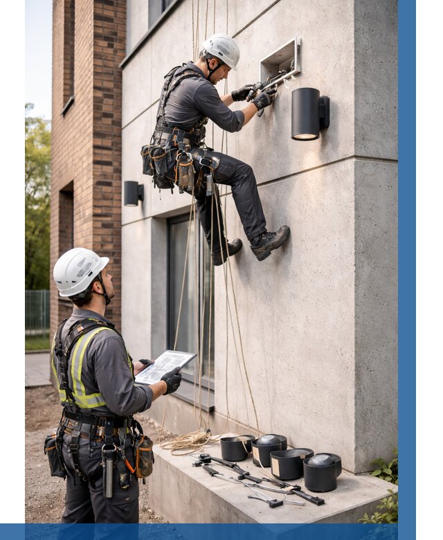 Монтаж фасадного освещения в Элисте от 2589 р. | ВЫСОТНИК-Элс