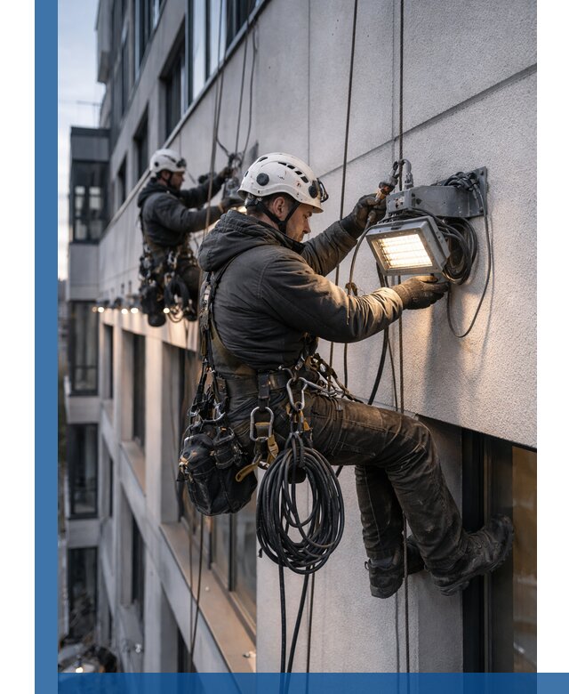 Монтаж фасадного освещения в Элисте установка и подключение