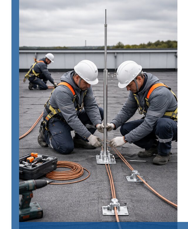 Монтаж молниезащиты на кровле в Элисте под ключ с гарантией