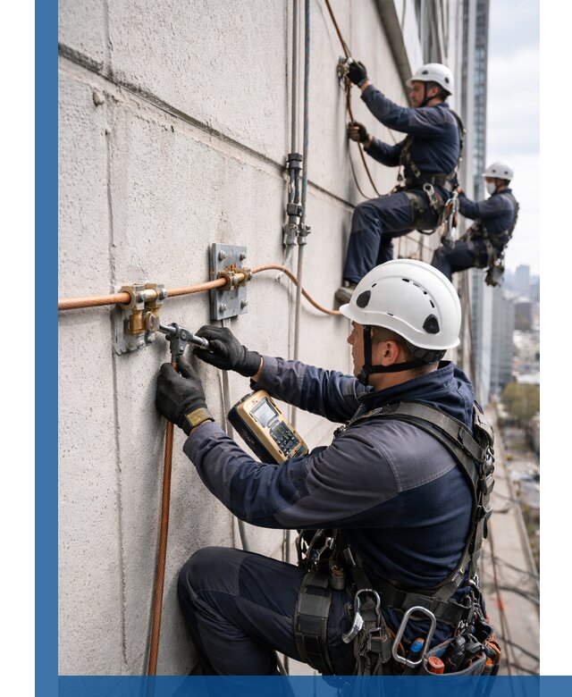 Монтаж системы заземления здания и молниезащиты в Элисте