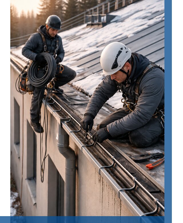 Монтаж греющего кабеля на кровле в Элисте от 466 р. | ВЫСОТНИК-Элс