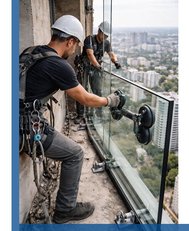 Монтаж стеклянных ограждений под ключ с гарантией в Элисте