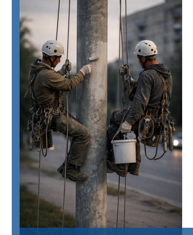 Покраска опор освещения и антикоррозийная защита в Элисте