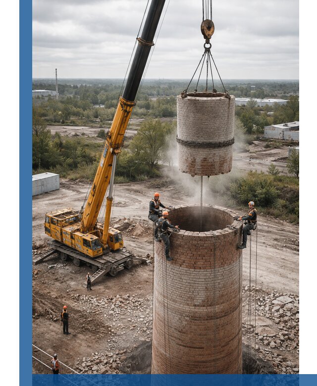 Демонтаж дымовой трубы в Элисте с гарантиями безопасности