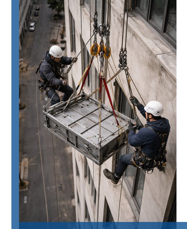 Спуск и подъем грузов по фасаду в Элисте для зданий