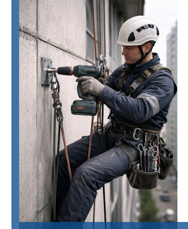 Установка анкерных точек для высотных работ в Элисте